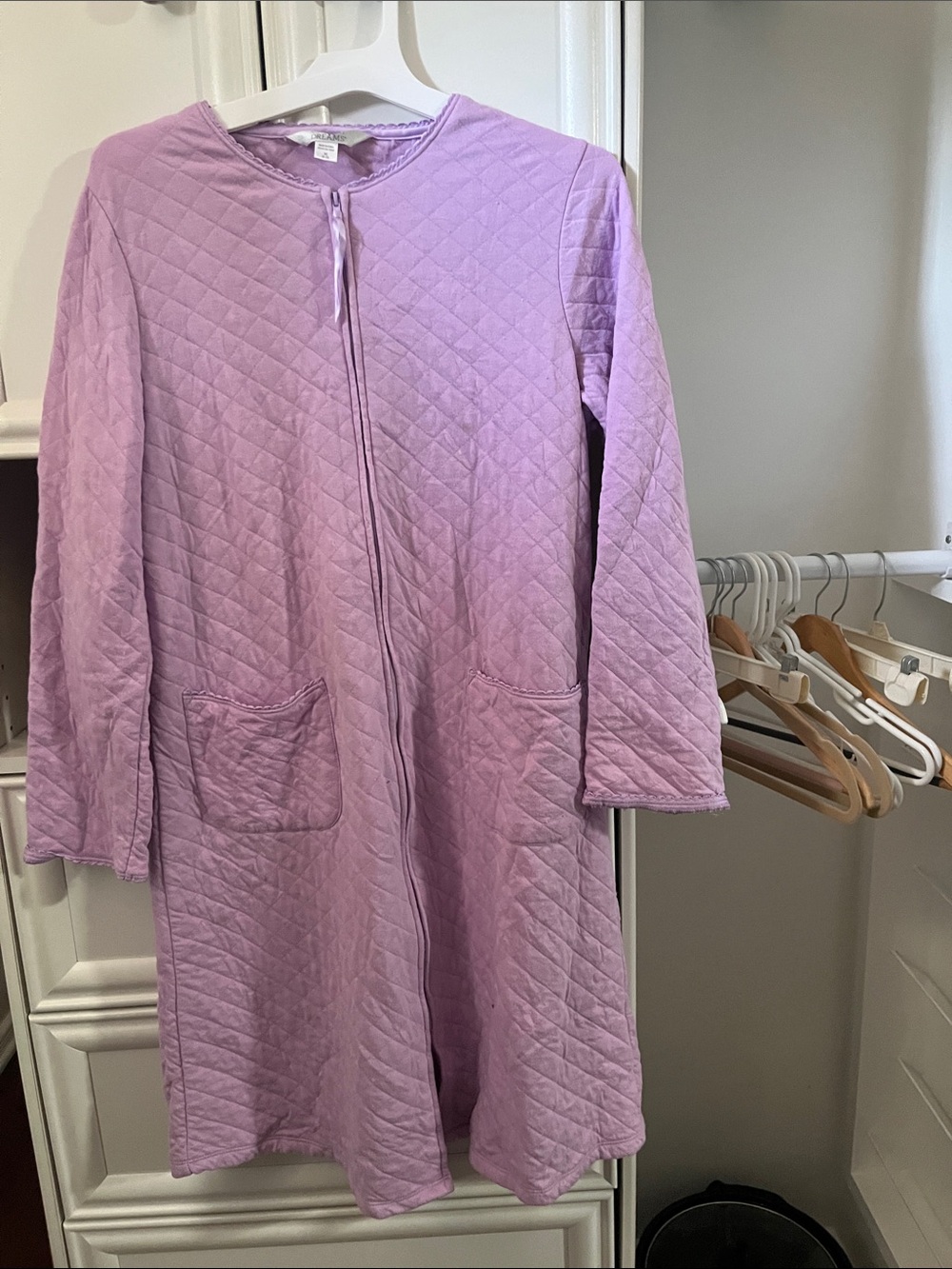 Lilac Quilted Robe with Pockets - Women Intimates & Sleepwear